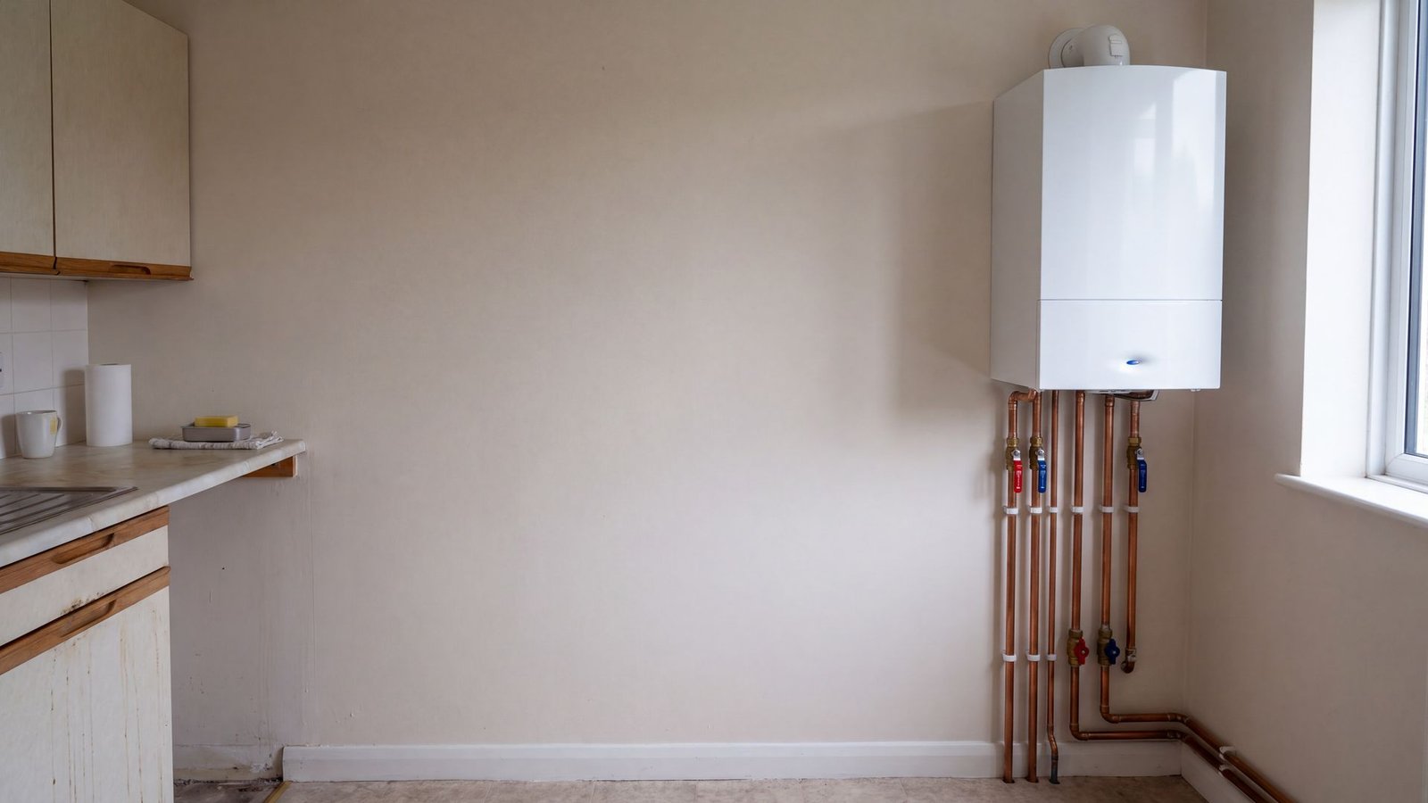 Newly fitted gas boiler installation in a Chesterfield home
